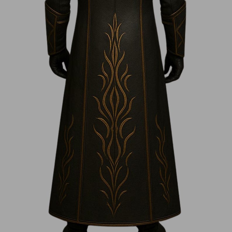 Duskflame Dragonlord Deep Black Trench, Handcrafted Gothic Sorcerer ...