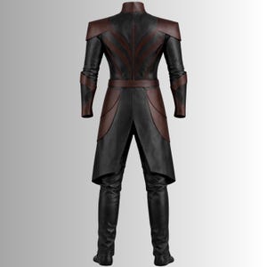 black brown leather warrior suit