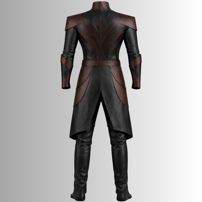 black brown leather warrior suit