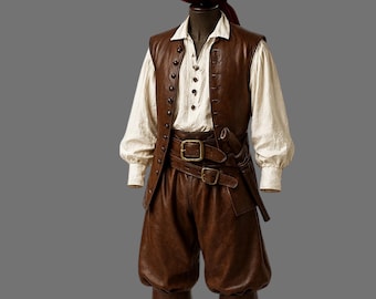 Handcrafted Leather Pirate Costume, Renaissance Fair, LARP Cosplay
