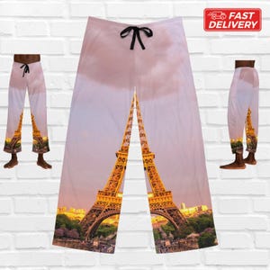 Eiffel Tower Men&#39;s Pajama Pants, Stylish Sleepwear, Lounge Wear, Travel Gift Ideas, Unique Gifts for Him, Relaxing Nights
