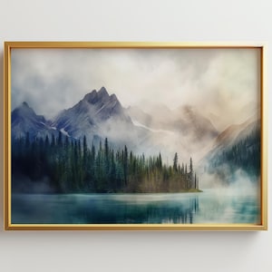 Banff National Park Painting Canada Watercolor Rocky Mountains Art Print Moraine Lake Wall Art Landscape Print Rolled Fine Art | P413