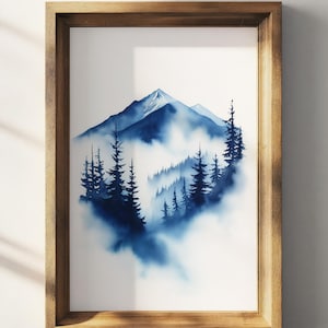 Blue Ridge Mountains Painting Blue Ridge Watercolor Parkway Pine Art Print North Carolina Landscape Wall Art Mountain Forest Artwork | P179