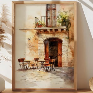 Capri Italian Cafe Watercolor Painting Restaurant Art Print Italian Cityscape Streets Artwork Kitchen Wall Decor Italia Travel Gift | P153