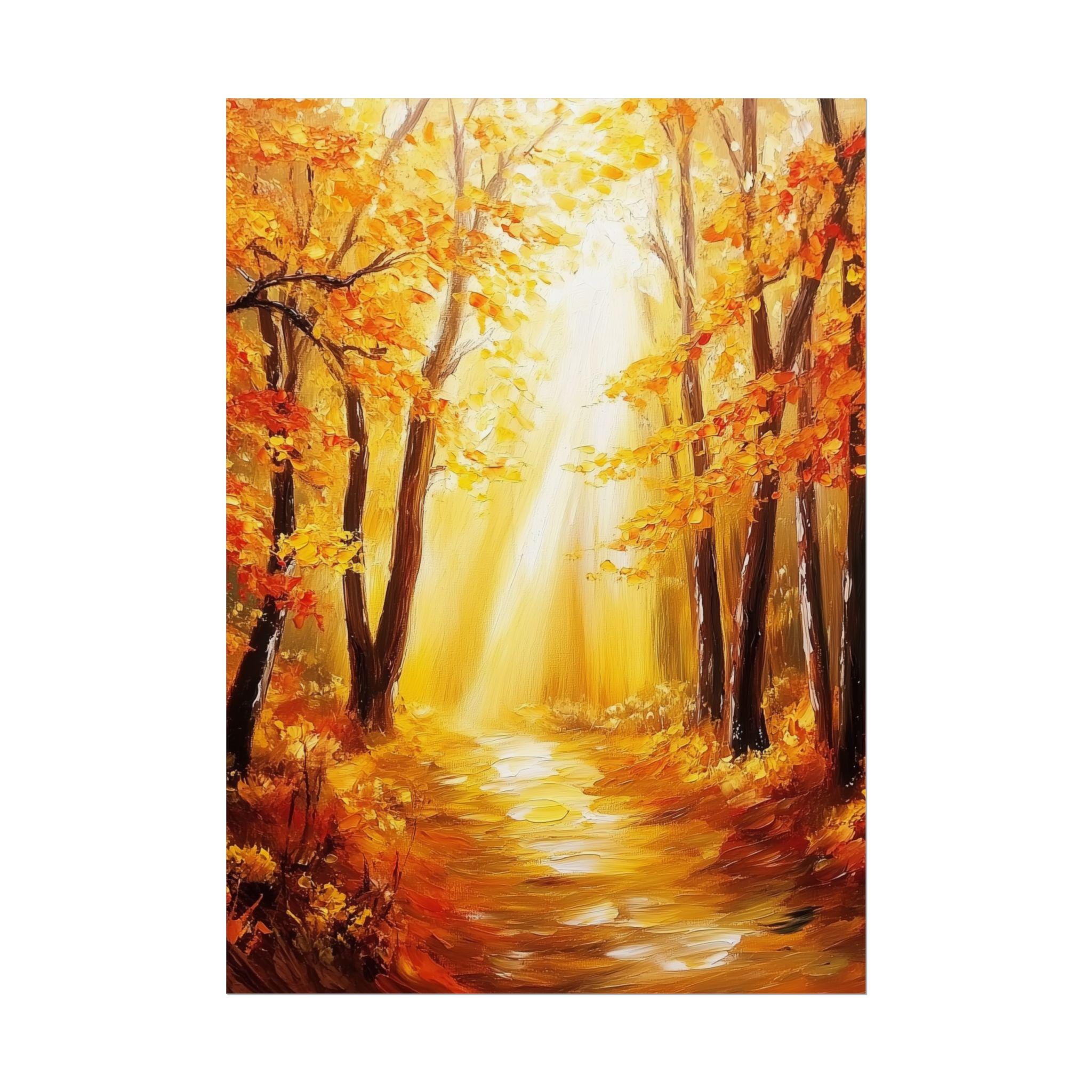 Golden Forest Reflection Abstract Wall Art