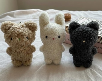DIY Stuffed Animal Bag Charm Craft Kits – Beginner Sewing Friends Set (Bunny, Bear, Cat)
