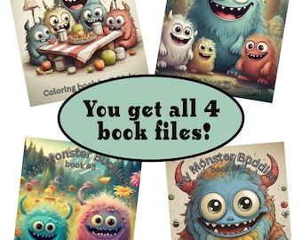 My Monster Buddies Coloring Book Series, All 4 Books (PDF Download)
