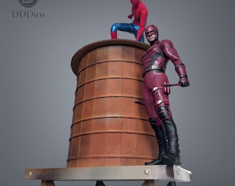 Wasserturm-Diorama für Spider-Man, Daredevil und Batman Figuren im Maßstab 1:6 von Hot Toys und Inart