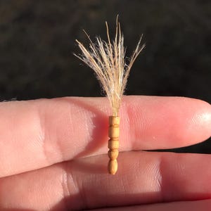 OOAK 1:16 Dollhouse Miniature Hand-Carved Apple Wood Duster with Seed Bristles for Sylvanian Critters