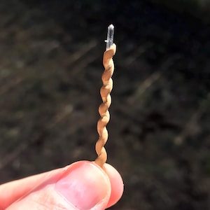 OOAK 1:16 Dollhouse Miniature Hand-Carved Spiral Apple Wood Walking Stick with Quartz Point for Sylvanian Critters