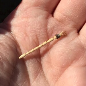 OOAK 1:16 Dollhouse Miniature Hand-Carved Apple Wood Paint Brush with Seed Bristles for Sylvanian Critters