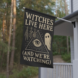 Witch Garden Flag – Halloween Outdoor Yard Sign, Spooky Porch Decor, Funny Goth Witchy Banner for Garden or Patio