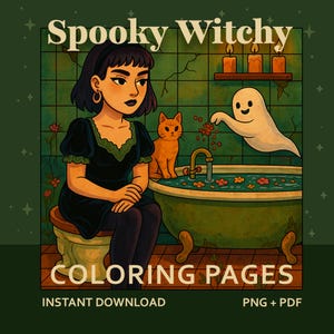 Witchy Goth Coloring Book: Spooky Cottagecore Art (PDF Download)