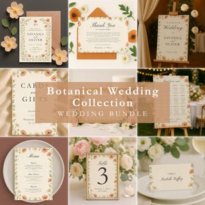 Botanical Wedding Sign Bundle – Editable Canva Templates | 12-Piece Set | Wildflower Wedding Decor, Invitations, Signs & More