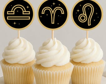Adornos para cupcakes del zodiaco: decoraciones para fiestas astrológicas (descarga en PDF)