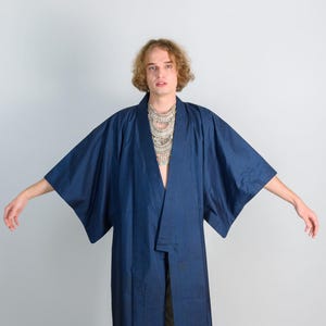 MIDNIGHT VOID SEEKER|mens kimono|boho robe|handmade|japanese clothing|darkwear|minimalist style|spiritual fashion