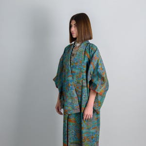 CELESTIAL RIVER ORACLE|silk kimono|boho robe|handmade|festival wear|japanese clothing|witchy fashion|spiritual outfit