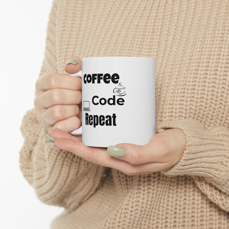 Coffee Code Repeat Mug Programmer Gift, Coding Coffee Lover Cup, Developer Funny Mug, Tech Geek Minimalist Coder Gift image 3