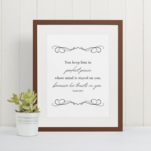 Perfect Peace, Digital Download, Christian Wall Art, Bible Verse Art, Bible Quote ,Printable Wall Art, Scripture Print