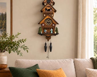 Large, Vintage 2 Door Musical “stag Head” Cuckoo Clock. Hand