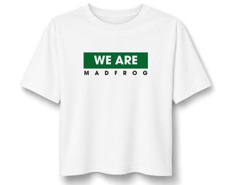 Camiseta We Are Madfrog / Camiseta corta holgada, logo verde en la parte delantera y trasera.