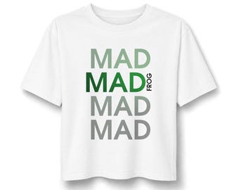 Camiseta Madfrog / Camiseta holgada con estampado gráfico, tipografía verde