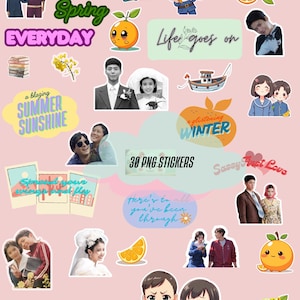 When Life Gives You Tangerines Digital Stickers - Kdrama, KDrama Printable Art,Korean Drama Fan Art, planner digital kdrama , Kdrama Sticker
