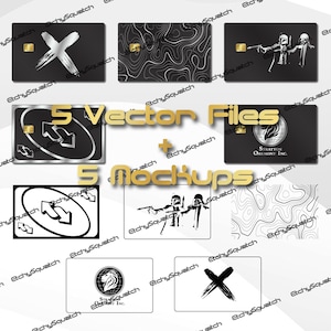 5 Designdateien + Mockups für die Lasergravur von Visitenkarten, Kreditkarten und Visitenkarten aus Metall (Shop Bundle)