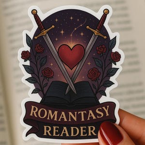 Naklejka Romantasy Blooming Roses Kiss-Cut, prezent dla czytelnika fantasy, naklejka dla miłośnika magicznych książek, naklejka do dziennika Rose Garden, Bookish, Book