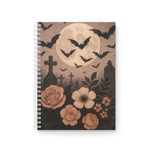 Gothic Moon & Roses Spiral Notebook: Dark Academia Journal