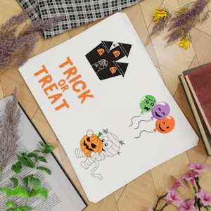 Halloween Sticker Sheet: Spooky Haunted House, Mummy & Pumpkins