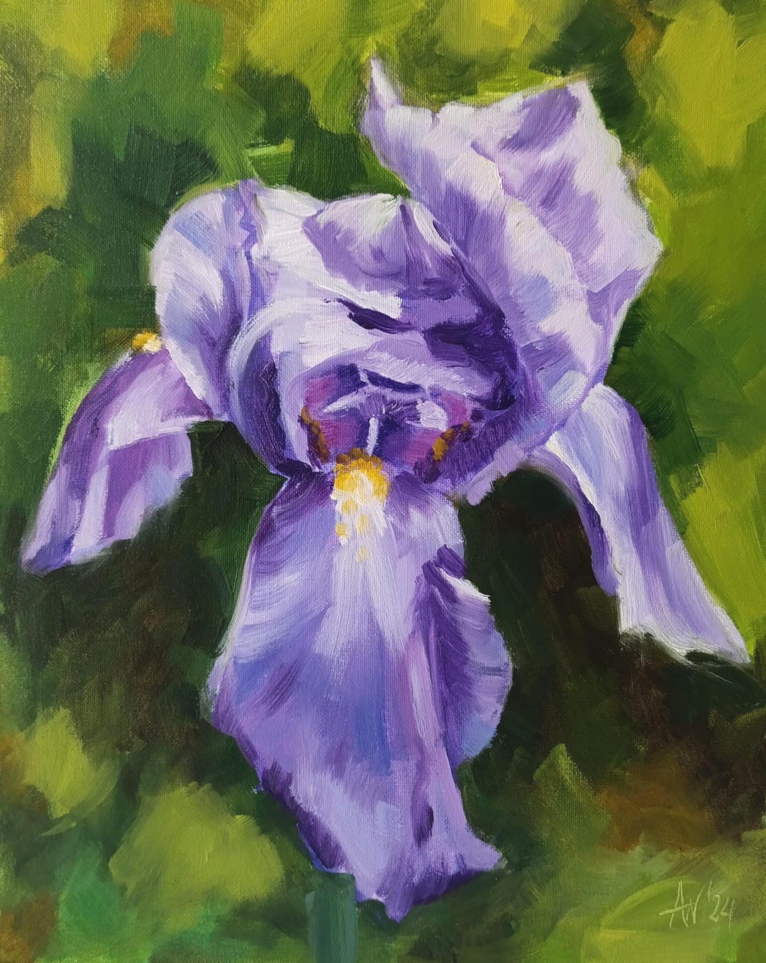 Original Iris Oil Painting on Canvas: Purple Floral Wall Art - Etsy