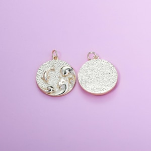 Delphin Anhänger, 18K Gold Filled Delphin Runder Amulett Anhänger, Meerestiere Delphin Charm Armband Halskette Ohrring, für DIY Schmuckherstellung