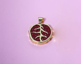 Colgante de granada, dije de fruta esmaltada en oro de 18 quilates, bonito dije de rodaja de granada para pulsera, collar y pendientes, para hacer joyas DIY.
