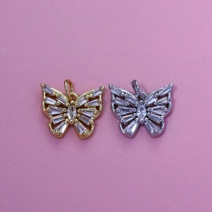 Butterfly Pendant,18K Gold Filled CZ insect Butterfly Charms,Exquisite Butterfly Charms Bracelet Necklace Earrings,For DIY Jewelry Making