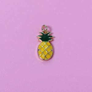 Pineapple Pendant,18K Gold Plating Enamel Fruit Charm,Sweet Cute Pineapple Charm Bracelet Necklace Earrings,For DIY Jewelry Making Supply