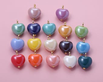 MiniJewelry - Ciondolo A Forma Di Cuore Per Bracciale E Collana, Colori Verde E Viola, Realizzato In Rame E Zirconi - Regalo Artigianale - 2