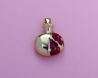 Colgante de granada, abalorio de fruta esmaltado en oro de 18 quilates, bonito abalorio grande de granada para pulsera, collar y pendientes, ideal para hacer joyas DIY.