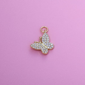 Butterfly Pendant,18K Gold Filled CZ insect Butterfly Charms,Luxury CZ Butterfly Charms Bracelet Necklace Earrings,For DIY Jewelry Making