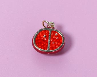 Colgante de granada, dije de fruta esmaltado en oro de 18 quilates, bonito dije de granada para pulsera, collar y pendientes, para hacer joyas DIY.