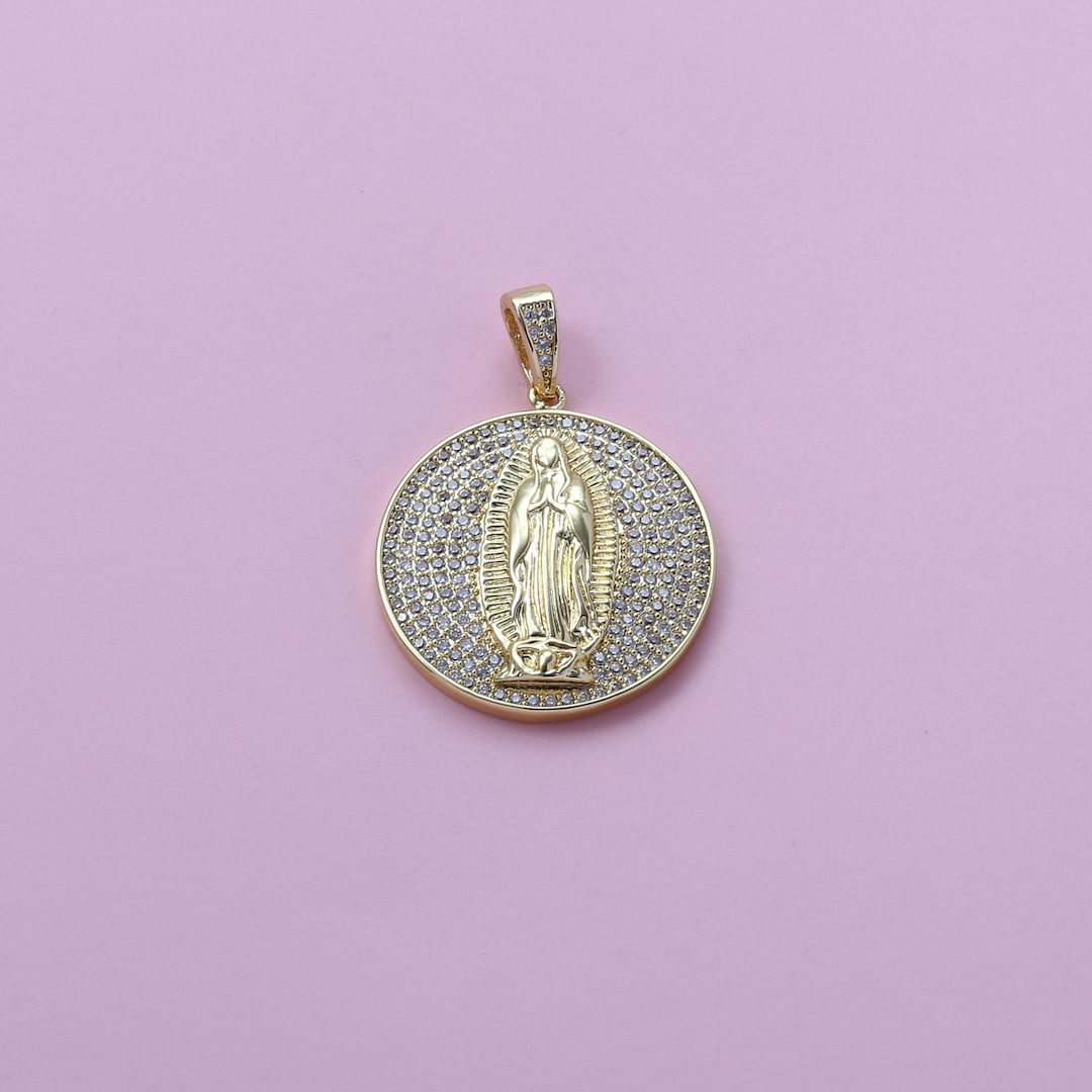 Virgin Mary Charms,luxury 18K Gold Filled CZ Virgin Mary Big