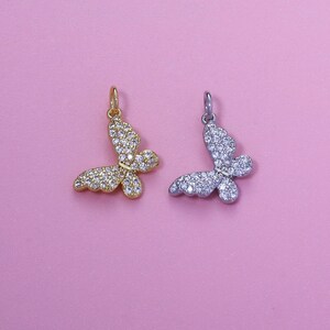 Butterfly Pendant,18K Gold Filled CZ insect Butterfly Small Charms,Beautiful CZ Butterfly Charms Bracelet Necklace Earrings,For DIY Jewelry