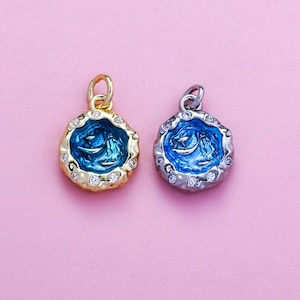 Dije de ballena, dije de océano azul, colgante de ballena con circonita cúbica chapada en oro de 18 quilates, colgante marino, dije de ballena marina, pulsera, collar, pendiente, joyería DIY
