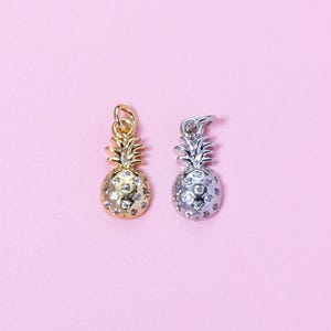 Pineapple Pendant,18K Gold CZ Fruit Charm,Summer Inspiration Jewelry Pineapple Charm Bracelet Necklace Earring,For DIY Jewelry Making Supply