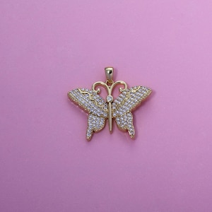 Butterfly Pendant,18K Gold Filled CZ insect Butterfly Charm,Exquisite Butterfly Big Charms Bracelet Necklace Earrings,For DIY Jewelry Making