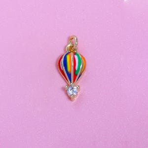 Hot Air Balloon Charms,18K Gold Filled Enamel CZ Balloon Charms,Aerospace Hot Air Balloon Pendant Bracelet Necklace Earrings Jewelry Making
