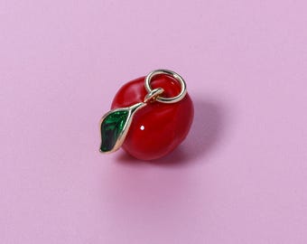 Apple Pendant,18K Gold Filled Enamel Fruit Apple Charm,Cute Jewelry Stereo Apple Charm Bracelet Necklace Earrings,For DIY Jewelry Making