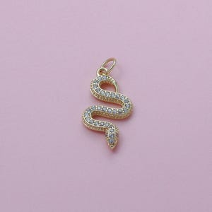 CZ Snake Charms,18K Gold Filled Cobra Pendant,Ward Off Evil Spirits Snake Charm Bracelet Necklace Earrings For DIY Jewelry Making Supply