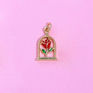 Rose Pendant,18K Gold Filled Enamel Rose Flower Charms,Fine Rose Basket Charms Bracelet Necklace Earrings,For DIY Jewelry Making Supply