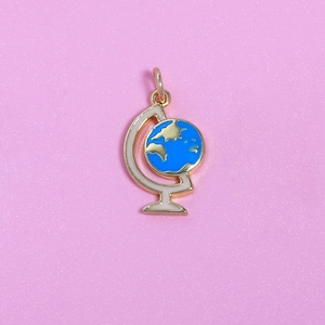 Globe Charms,18K Gold Filled Enamel Globe Charm,Campus Students Globe Pendant Bracelet Necklace Earrings,For DIY Jewelry Making Supply
